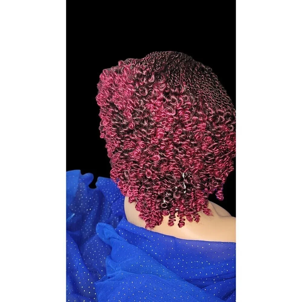 Braided Wig Handmade Micro Millions Braids, Short Kinky Twists, NWT, Ombre
